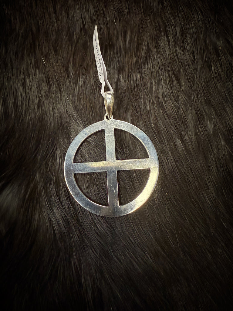 Large Sterling Silver Solar Cross Pendant
