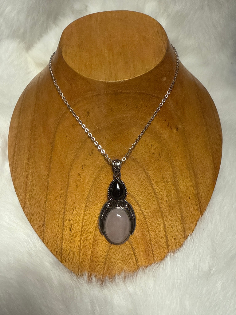 Rose Quartz and Obsidian Amulet