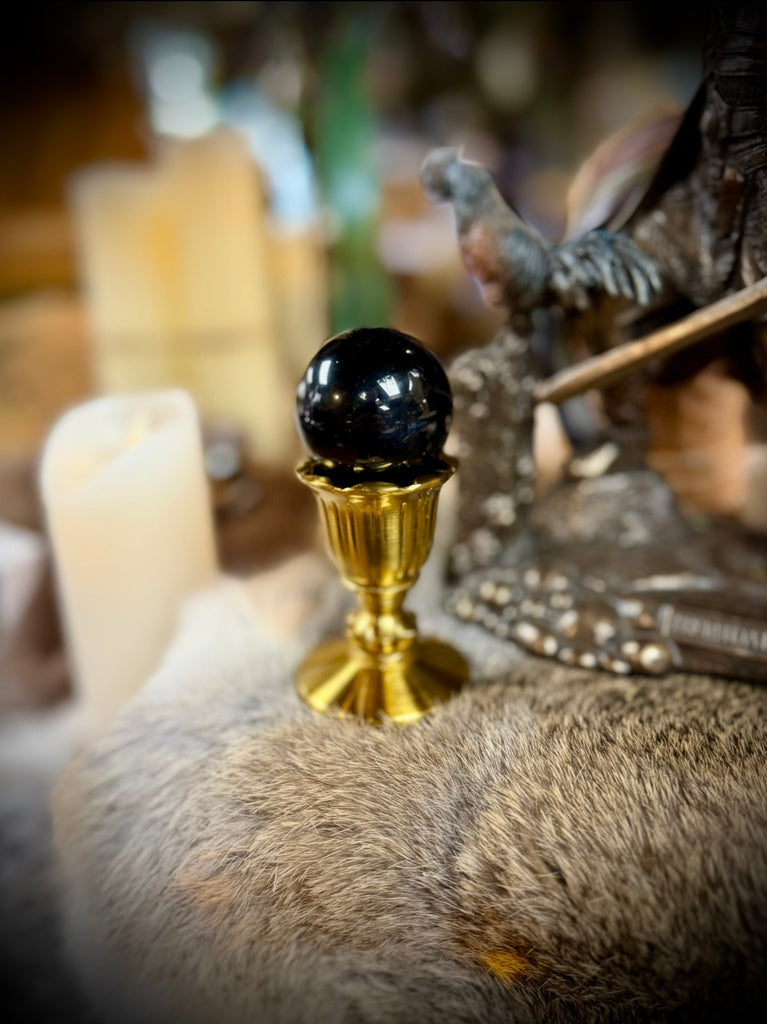 Black Obsidian Sphere with Stand