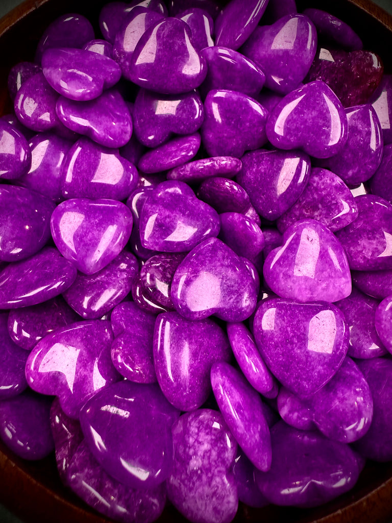 Purple Dyed Agate Heart Stone