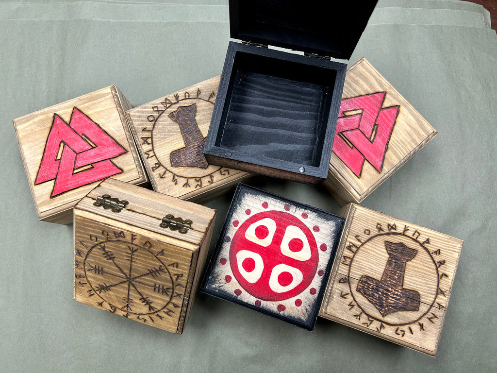 Small Wooden Nordic Themed Box - Assorted