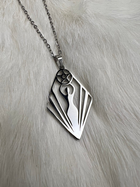 Stainless Steel Goddess Pendant Necklace