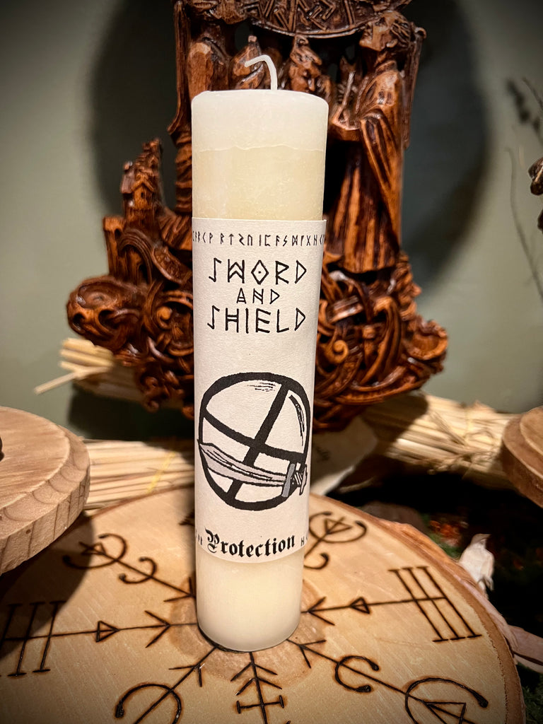 Sword and Shield Protection Pillar Candle