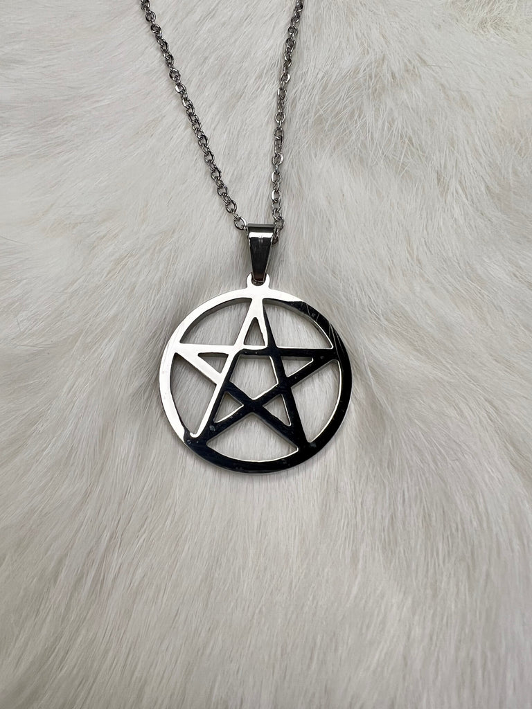 Large Stainless Steel Pentacle Necklace