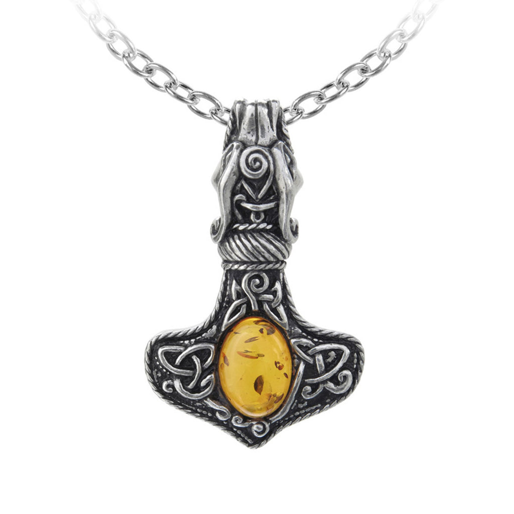 Dragon Mjolnir with Amber Pendant