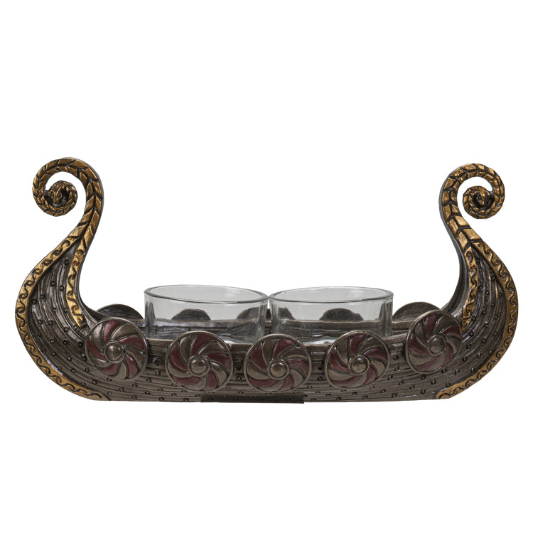 Viking Ship Double Tealight/Votive Holder