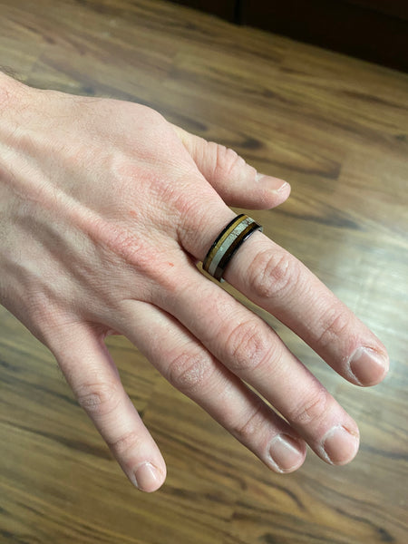 Deer Antler and Whiskey Barrel Wood Ring