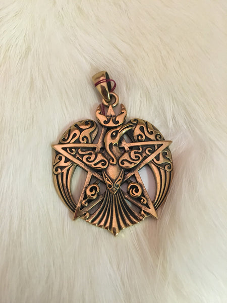 Large Raven Pentacle Pendant (Bronze)