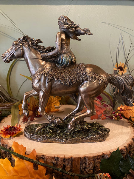 Rhiannon on Horse Statue