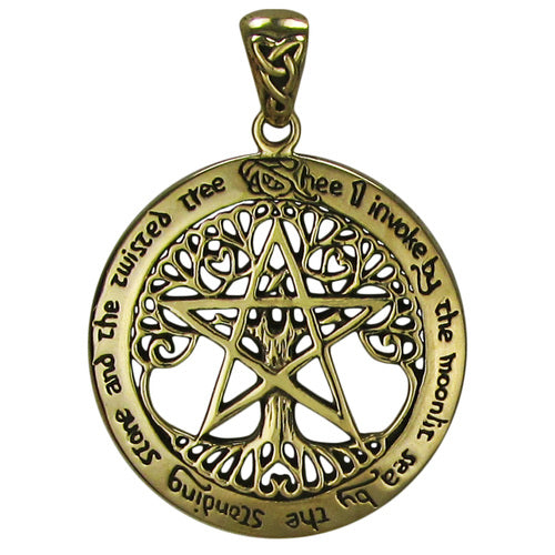 Bronze Extra Large Cut Out Tree Pentacle Pendant