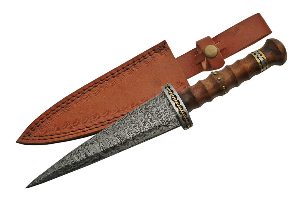 Damascus Blade Athame with Grooved Handle (Religious Ceremonial Item)