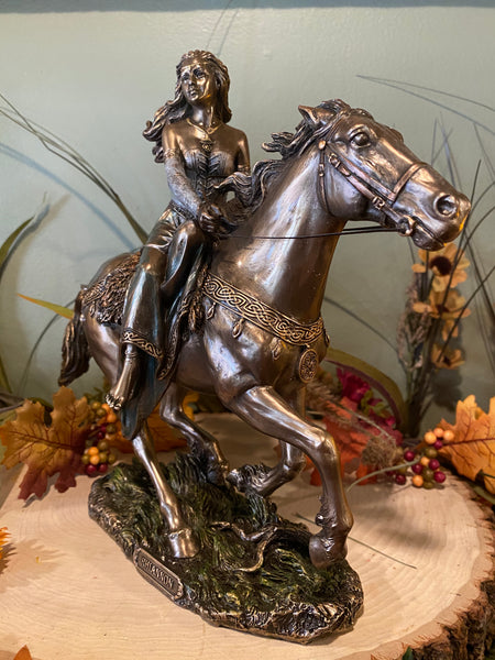 Rhiannon on Horse Statue