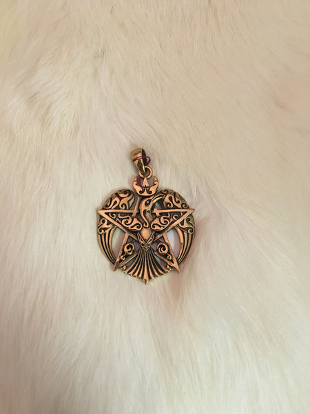 Large Raven Pentacle Pendant (Bronze)