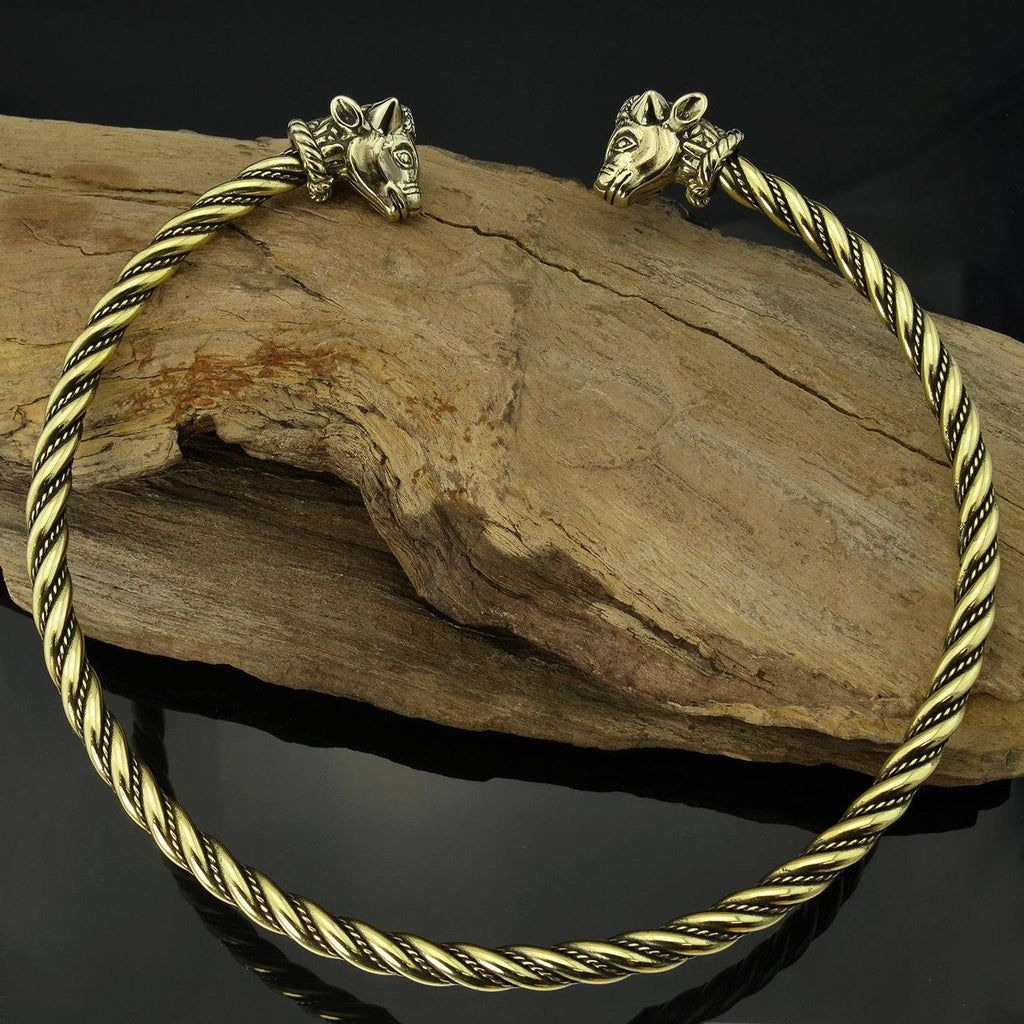 Brass Celtic Bull's Head Torc