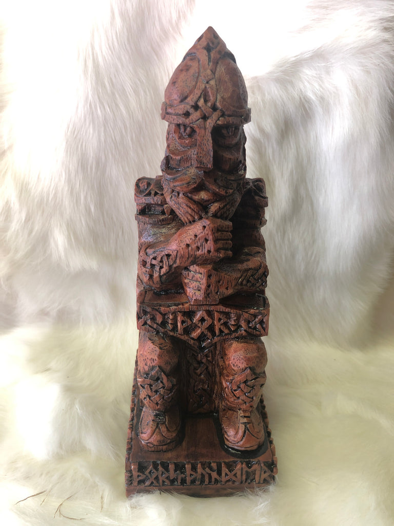 Thor Seated with Hammer Statue