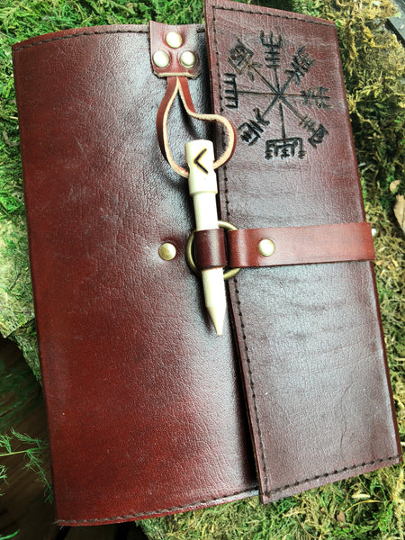Custom Goat Leather Journal with Norse Compass