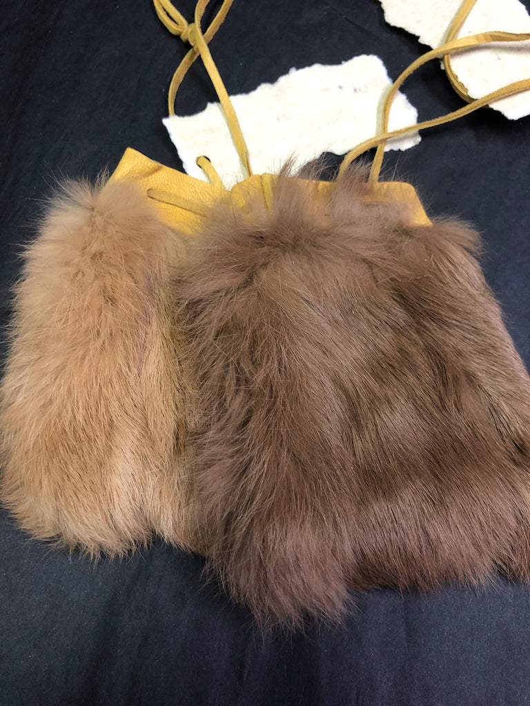 Brown Rabbit Fur Pouch