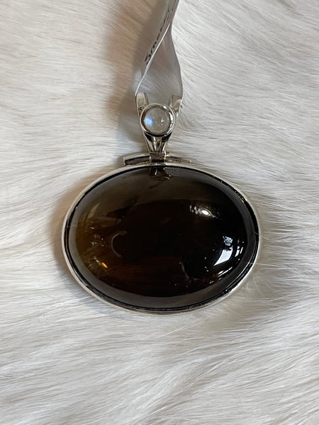 Sterling Silver Moonstone and Smoky Quartz Pendant