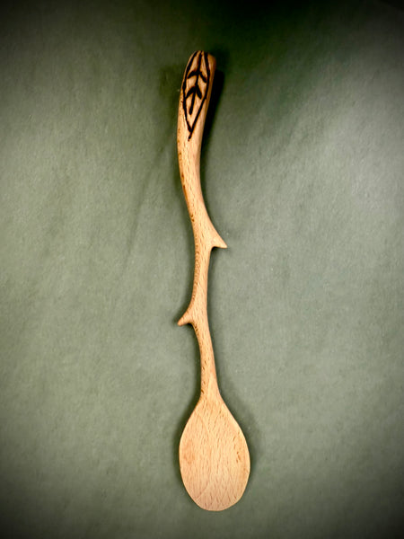 Beechwood Spoon with Leaf