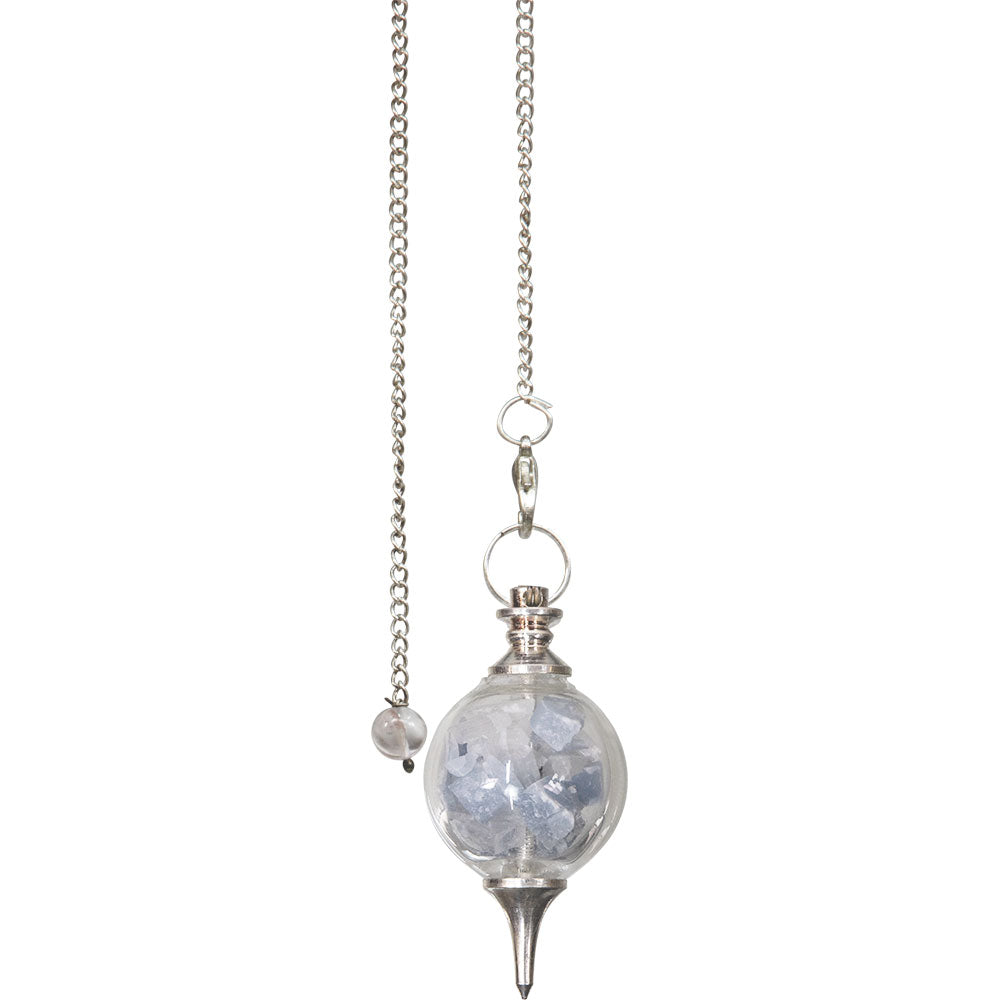 Glass Pendulum Angelite & Selenite Chips