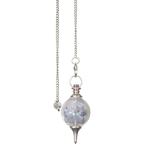 Glass Pendulum Angelite & Selenite Chips