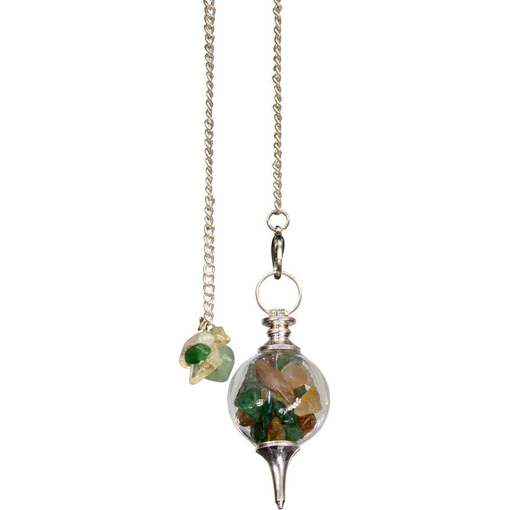 Glass Pendulum with Green Aventurine & Citrine Chips