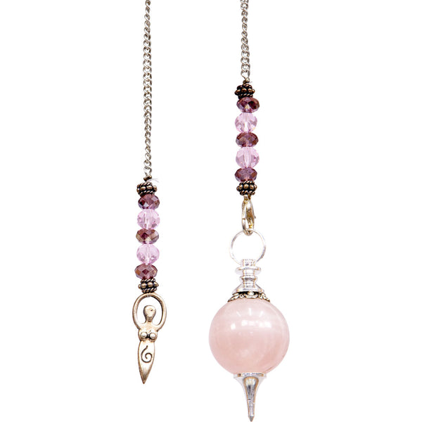 Pendulum Rose Quartz with Goddess  Charm