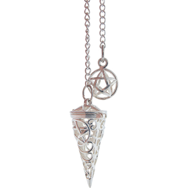 Antique Silver Look Pentacle Pendulum