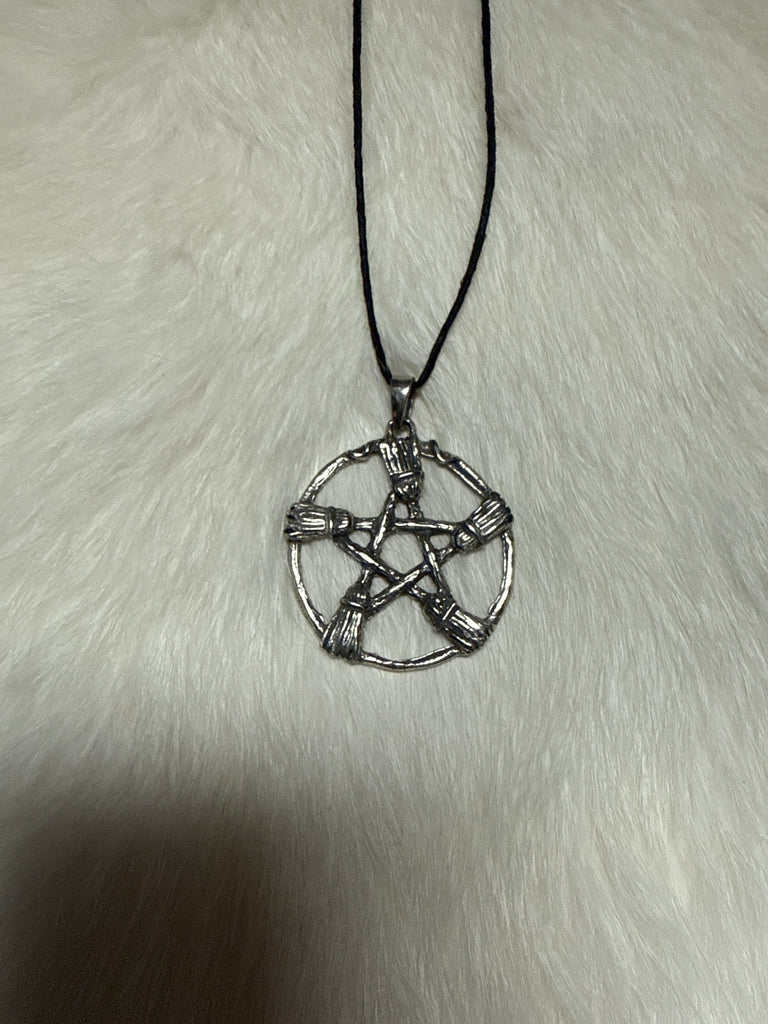 Broom Pentacle Pendant Necklace