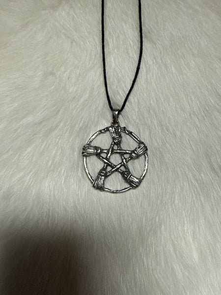 Broom Pentacle Pendant Necklace