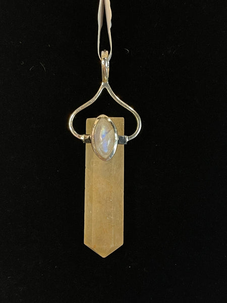 Sterling Silver Moonstone and Golden Quartz Pendant