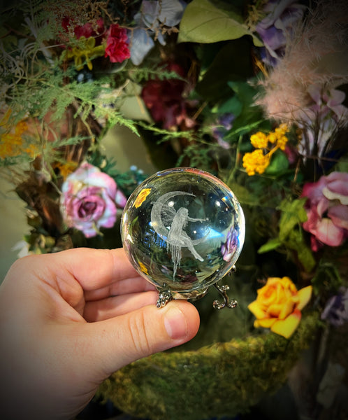 Fairy Moon Crystal Ball with Stand