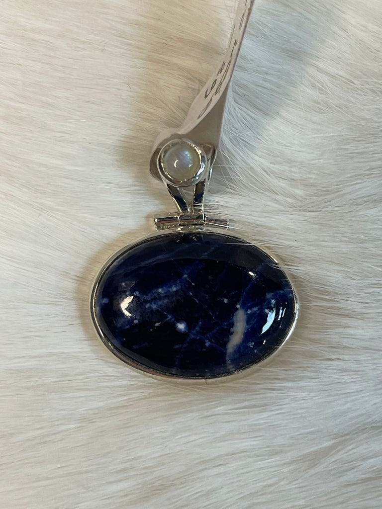 Sterling Silver Moonstone and Sodalite Pendant