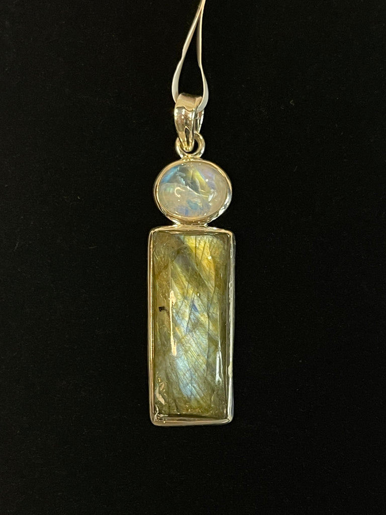 Sterling Silver Moonstone and Labradorite Pendant
