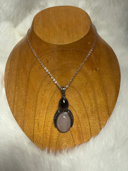 Rose Quartz and Obsidian Amulet