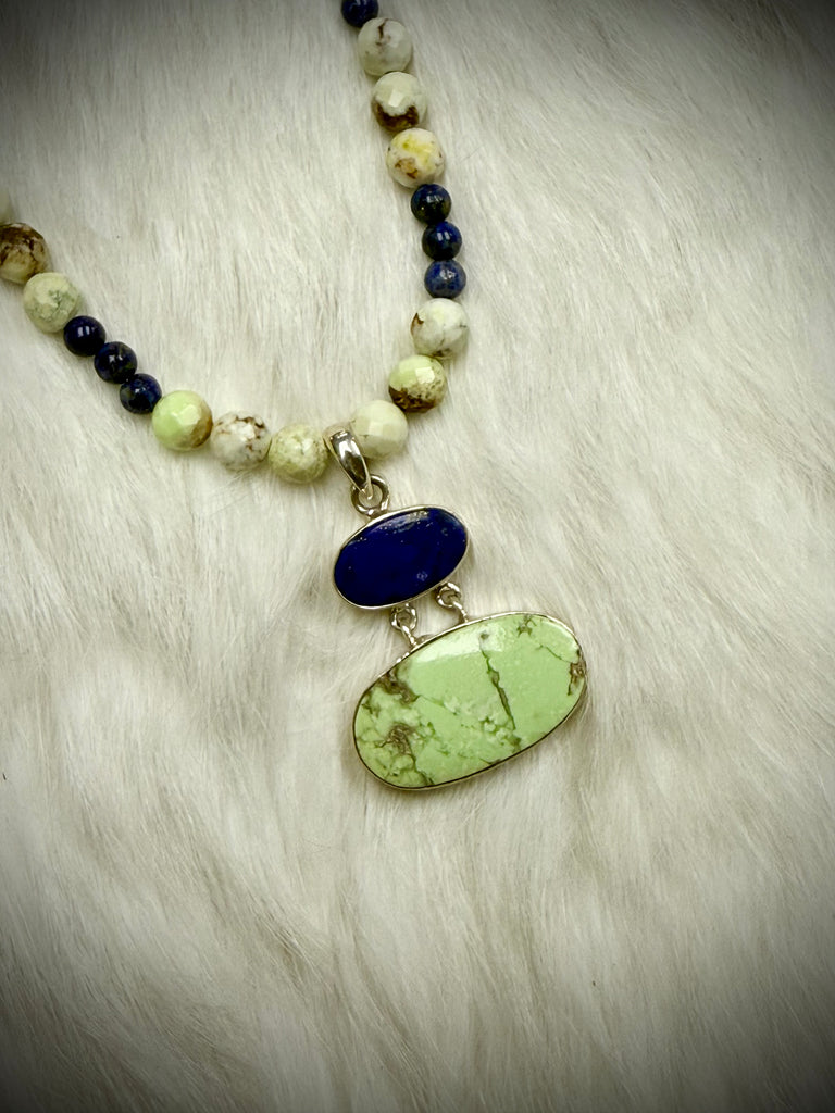 Custom Chrysoprase Lapis Pendant Necklace