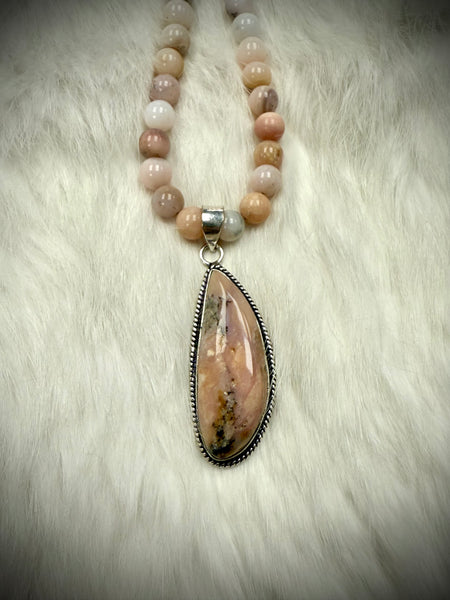 Custom Pink Opal Pendant Necklace