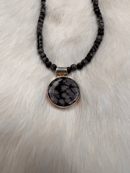 Custom Snowflake Obsidian Necklace