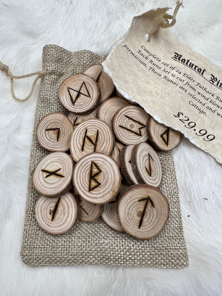 Handmade Woodburned Pine Rune Set