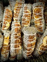 Small Sage, Orange, and Cinnamon Smoke Cleansing Stick - 3-4"
