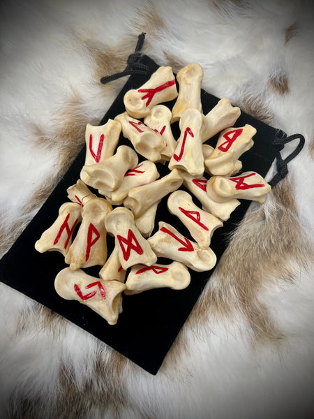 Painted Deer Bone Rune Set