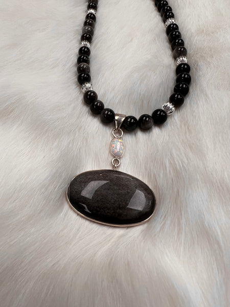 Custom Silver Sheen Obsidian Necklace