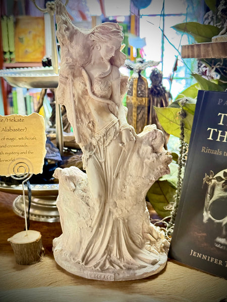 Hecate with Hounds Statue- Alabaster