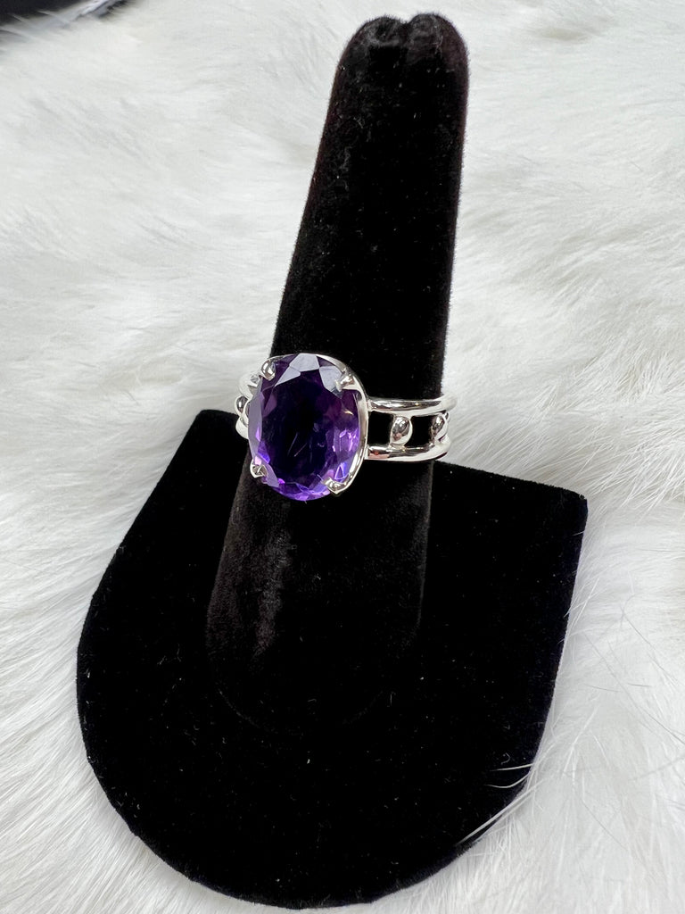 Sterling Silver Two Band Amethyst Ring