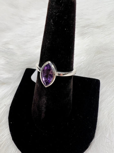 Sterling Silver Marquee Amethyst Ring