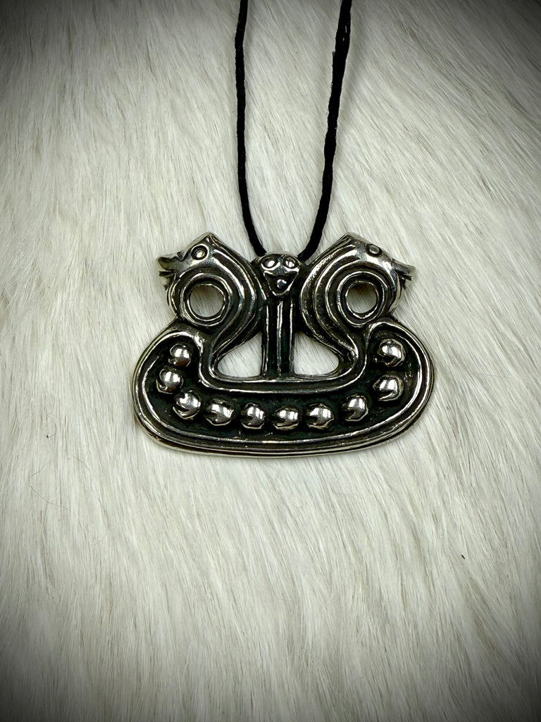 Large Viking Longship Pendant Necklace
