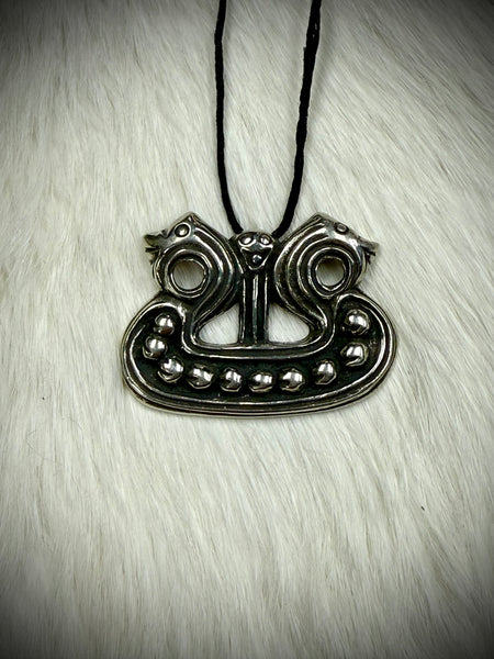 Large Viking Longship Pendant Necklace