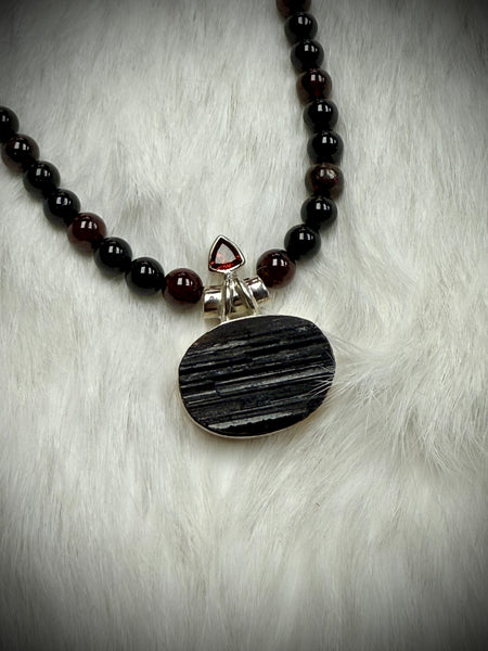 Custom Garnet with Tourmaline Pendant Necklace