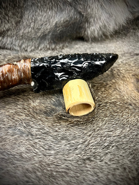 Elk Antler Athame with Obsidian Blade (Religious Ceremonial Item)