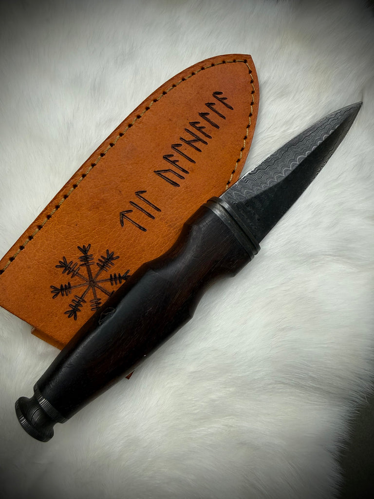 Custom Till Valhalla/Til Valhala Damascus Athame (Religious Ceremonial Item)
